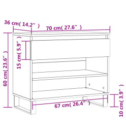 Armoire à chaussures Chêne sonoma 70x36x60 cm Bois d'ingénierie