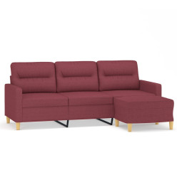 Canapé à 3 places avec repose-pieds Rouge bordeaux 180 cm Tissu