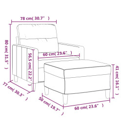 Fauteuil avec repose-pied Jaune clair 60 cm Tissu