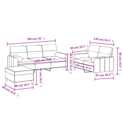 Ensemble de canapés 3 pcs coussins gris foncé tissu