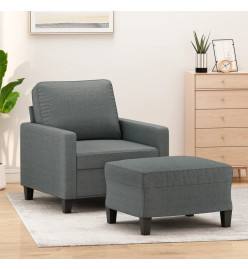 Fauteuil avec repose-pied Gris foncé 60 cm Tissu