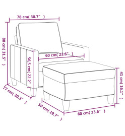 Fauteuil avec repose-pied Gris foncé 60 cm Tissu