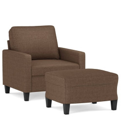 Fauteuil avec repose-pied Marron 60 cm Tissu