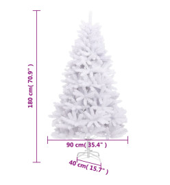 Sapin de Noël artificiel à charnières avec support blanc 180 cm