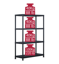 Étagère de rangement Noir 220 kg 90x40x138 cm Plastique