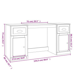 Bureau avec armoire blanc bois d'ingénierie