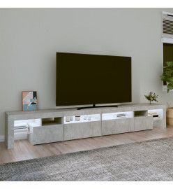 Meuble TV avec lumières LED Gris béton 260x36,5x40 cm