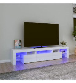 Meuble TV avec lumières LED Blanc brillant 200x36,5x40 cm