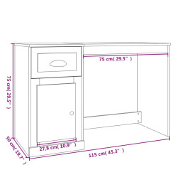 Bureau avec tiroir noir 115x50x75 cm bois d'ingénierie