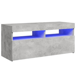 Meuble TV avec lumières LED gris béton 90x35x40 cm