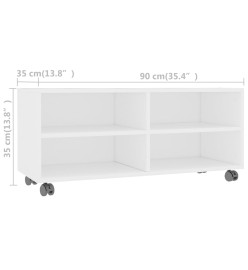 Meuble TV avec roulettes Blanc 90x35x35 cm Bois d'ingénierie