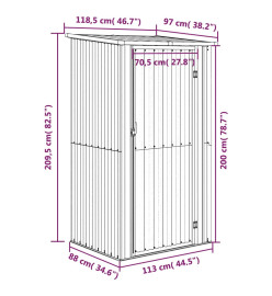 Abri de jardin Gris 118,5x97x209,5 cm Acier galvanisé