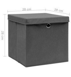 Boîtes de rangement avec couvercles 4 pcs 28x28x28 cm Gris