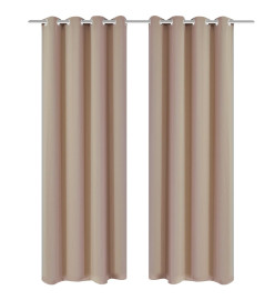 Rideau occultant 2 pcs avec œillets métalliques 135x175cm Crème