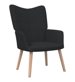 Chaise de relaxation avec tabouret Noir Tissu