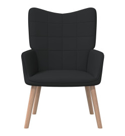 Chaise de relaxation avec tabouret Noir Tissu