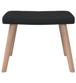 Chaise de relaxation avec tabouret Noir Tissu