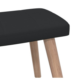 Chaise de relaxation avec tabouret Noir Tissu