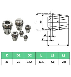 Douilles de serrage ER20 13 pcs Ensemble d'outils de tournage