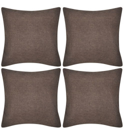 Housses de coussin 4 pcs Aspect de lin Marron 40x40 cm