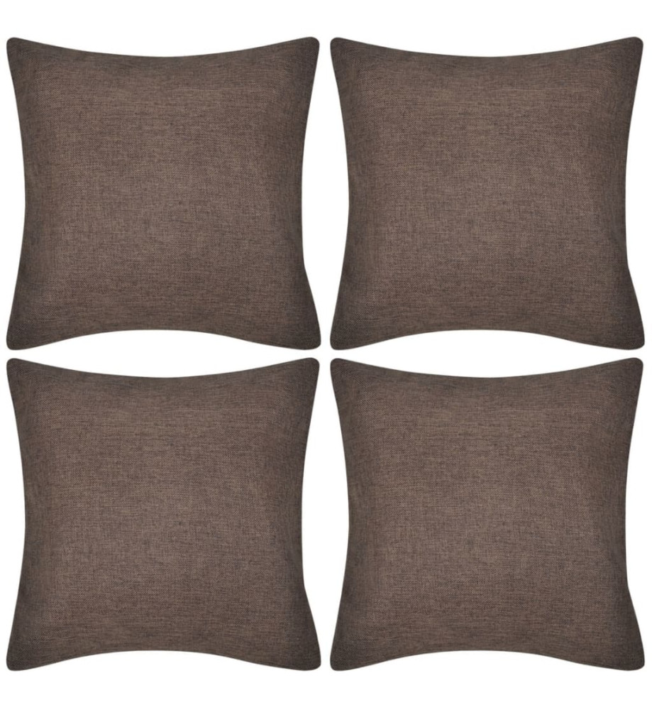 Housses de coussin 4 pcs Aspect de lin Marron 40x40 cm