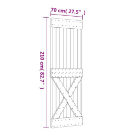 Porte coulissante et kit de quincaillerie 80x210 cm pin massif