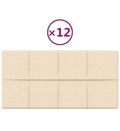 Panneaux muraux 12 pcs Crème 60x30 cm Tissu 2,16 m²