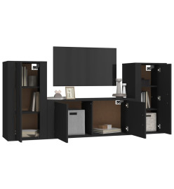 Ensemble de meubles TV 3 pcs Noir Bois d'ingénierie