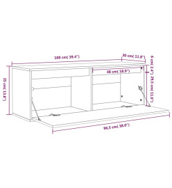 Armoire murale Blanc 100x30x35 cm Bois de pin massif