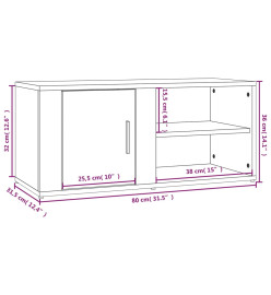 Meuble TV Gris béton 80x31,5x36 cm Bois d'ingénierie