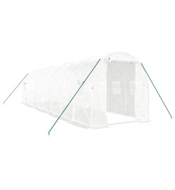 Serre avec cadre en acier blanc 16 m² 8x2x2 m