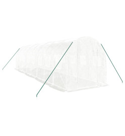 Serre avec cadre en acier blanc 16 m² 8x2x2 m