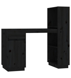 Bureau Noir 110x53x117 cm Bois massif de pin