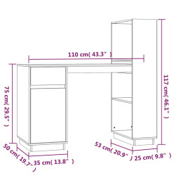 Bureau Noir 110x53x117 cm Bois massif de pin