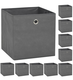 Boîte de rangement 10 pcs Tissu non-tissé 32x32x32 cm Gris