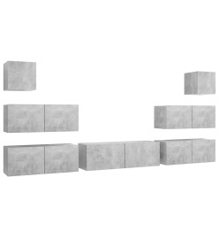 Ensemble de meuble TV 7 pcs Gris béton Aggloméré