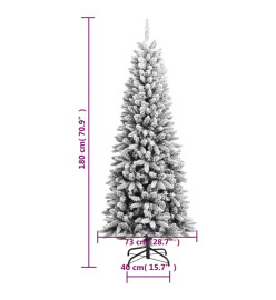 Sapin de Noël artificiel avec neige floquée 180 cm PVC et PE