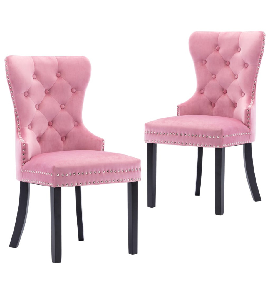 Chaises à manger lot de 2 rose velours