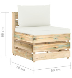 Salon de jardin 11 pcs avec coussins vert bois imprégné