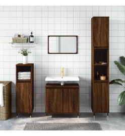 Ensemble de meubles de salle de bain 3 pcs Chêne marron