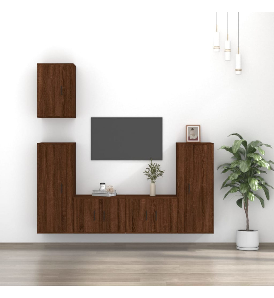 Ensemble de meubles TV 5 pcs Chêne marron Bois d'ingénierie