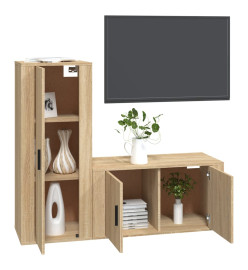 Ensemble de meubles TV 2 pcs chêne sonoma bois d'ingénierie