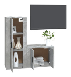 Ensemble de meubles TV 2 pcs gris béton bois d'ingénierie