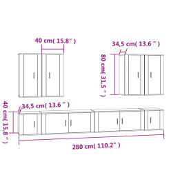 Ensemble de meubles TV 8 pcs Noir Bois d'ingénierie