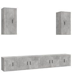 Ensemble de meubles TV 6 pcs Gris béton Bois d'ingénierie