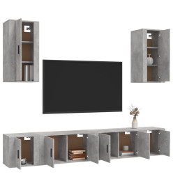 Ensemble de meubles TV 6 pcs Gris béton Bois d'ingénierie