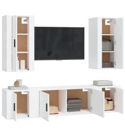 Ensemble de meubles TV 5 pcs Blanc Bois d'ingénierie