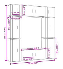 Ensemble de meubles TV 8 pcs Blanc Bois d'ingénierie