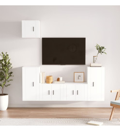 Ensemble de meubles TV 5 pcs Blanc Bois d'ingénierie