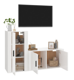 Ensemble de meubles TV 2 pcs blanc brillant bois d'ingénierie